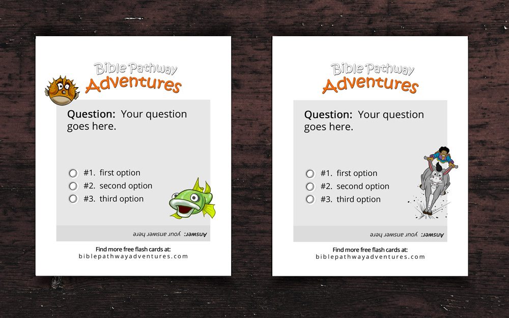 custom bible quiz flash card template multiple choice
